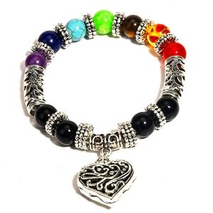 Love Pendant Colorful Stone Healing Bracelet